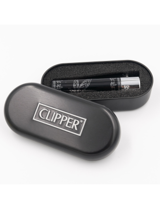 Briquet Clipper métal Feuille CBD