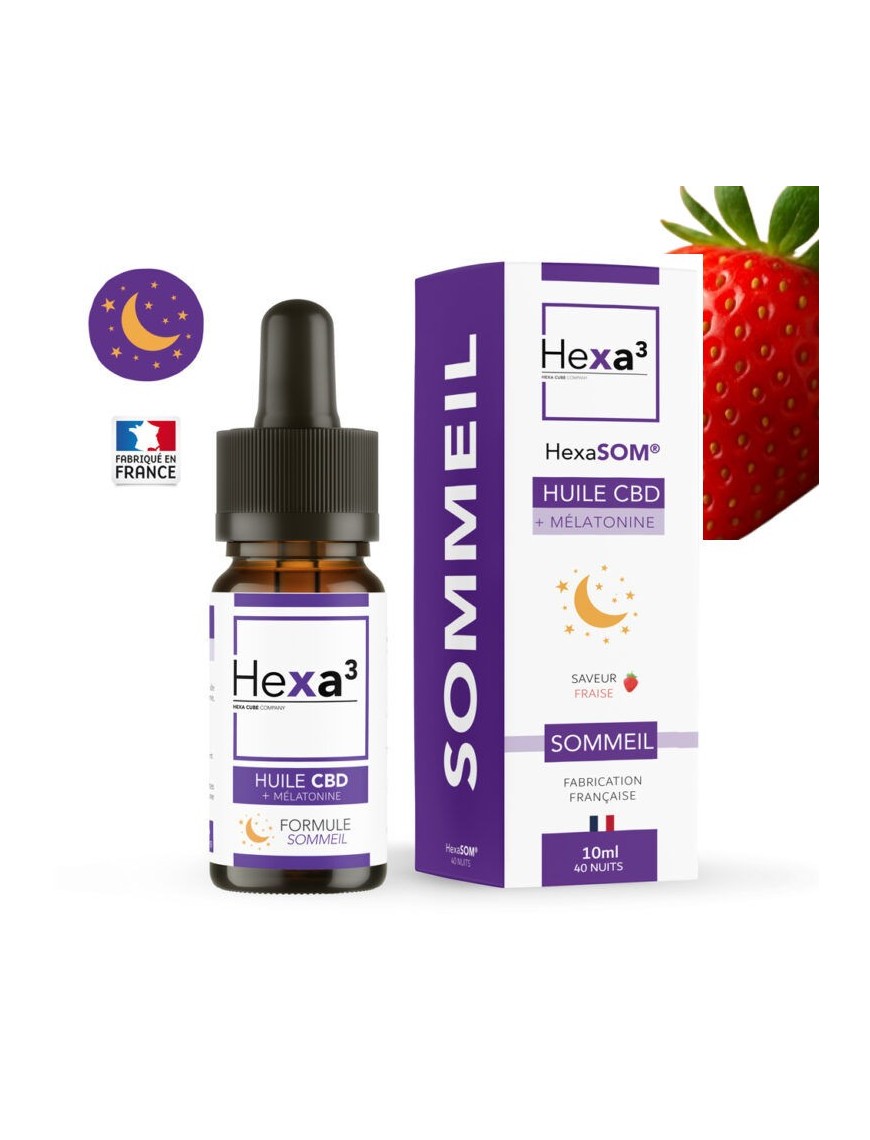 Huile 20% CBD + Mélatonine fraise HEXA3