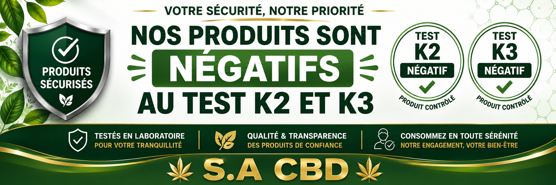 Produit négatif aux tests K2 et K3